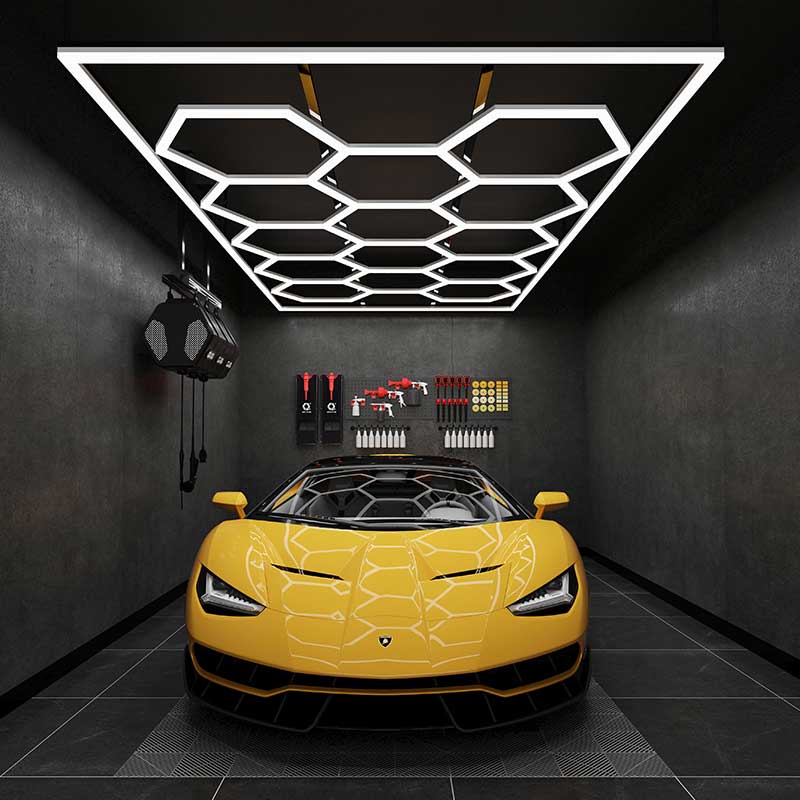 led hexagon lights garage