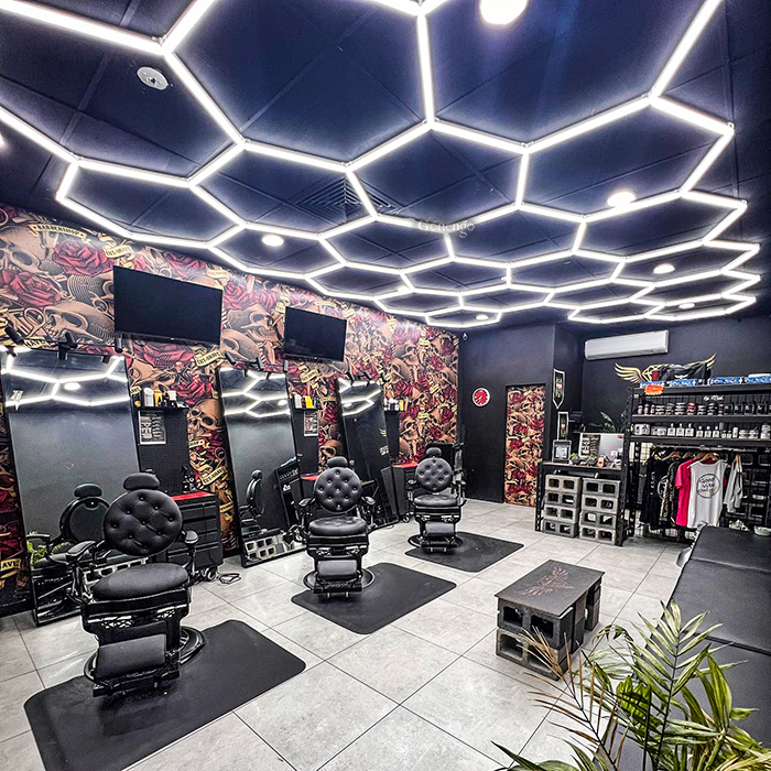 hexagonal led lights for barbershop