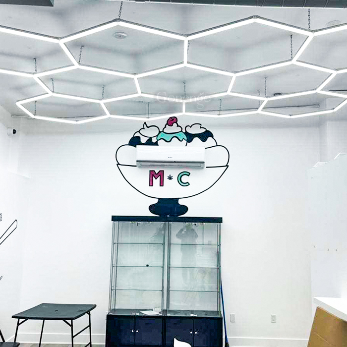 led hexagonal lights for retail store