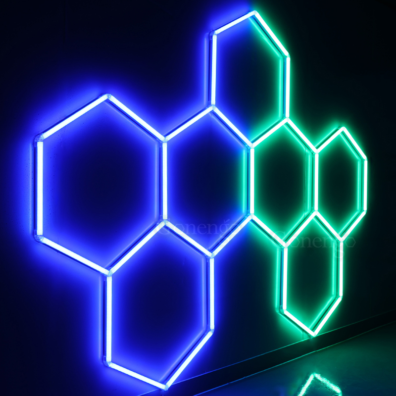 rgb hexagon light garage