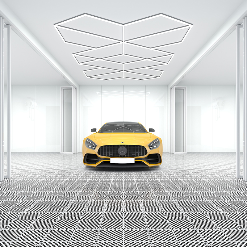 Garage ceiling geometric LED light
