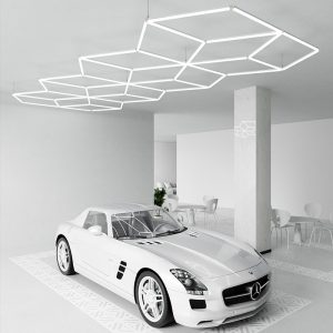 detailing polygon LED geometric ceiling light