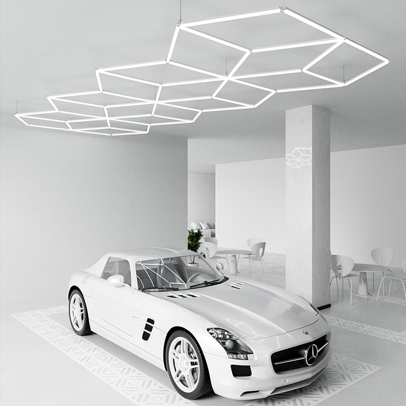 detailing polygon LED geometric ceiling light