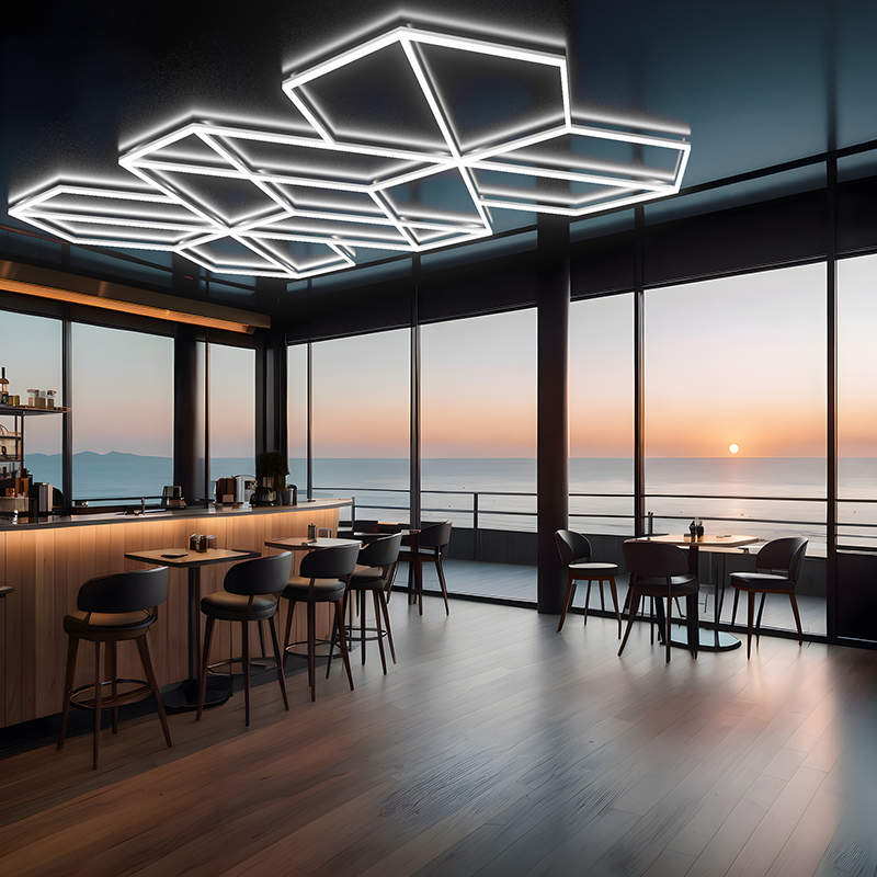 garage ceiling geometric LED light for detailing