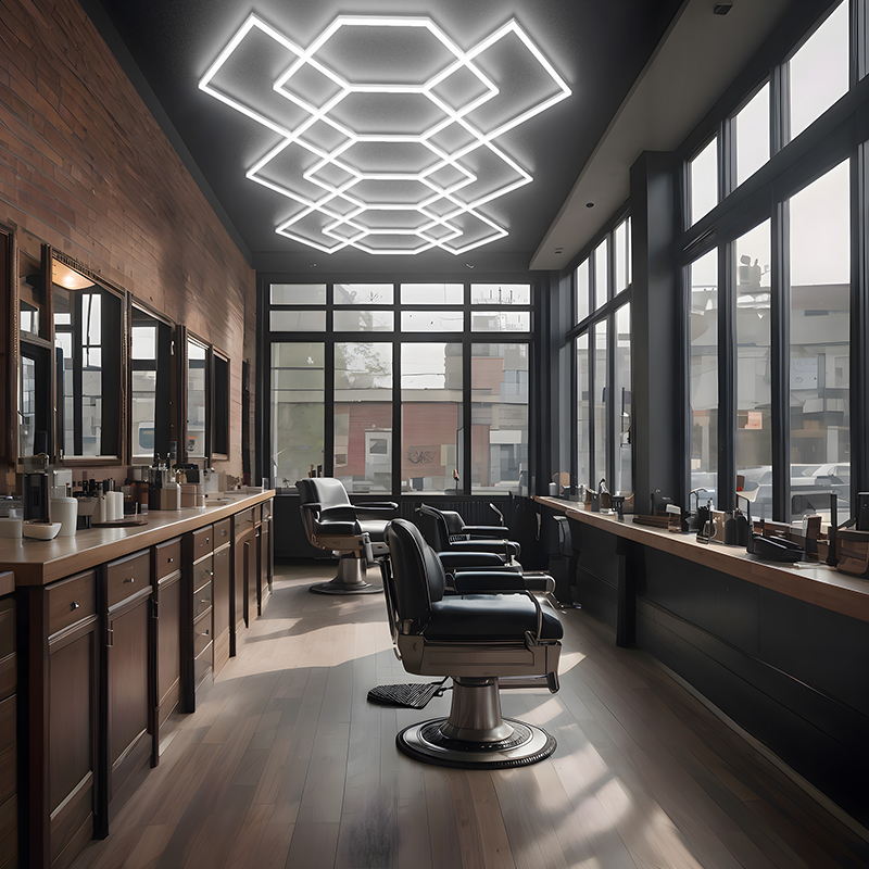 garage ceiling geometric light for barbershop