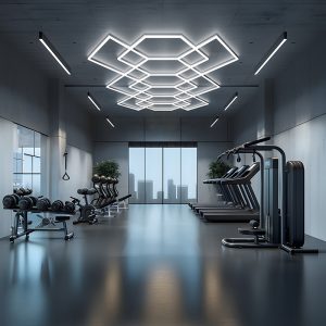 garage ceiling geometric light fory gym