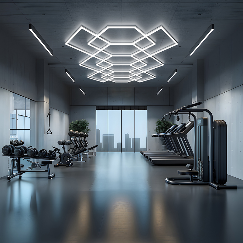 garage ceiling geometric light fory gym