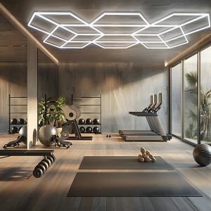 geometric polygonal LED light for gym