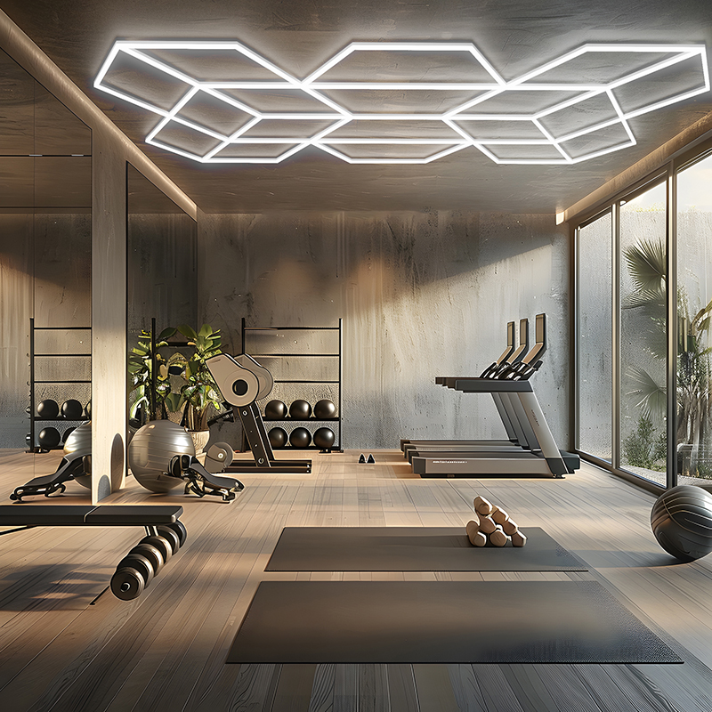 geometric polygonal LED light for gym