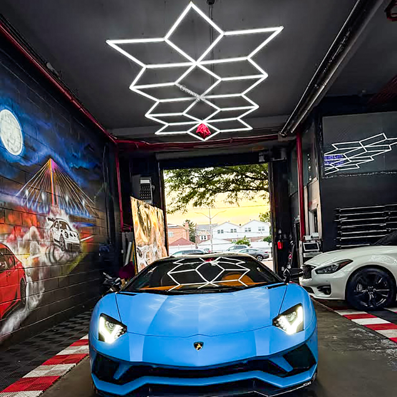 geometric LED lights for garage ceiling