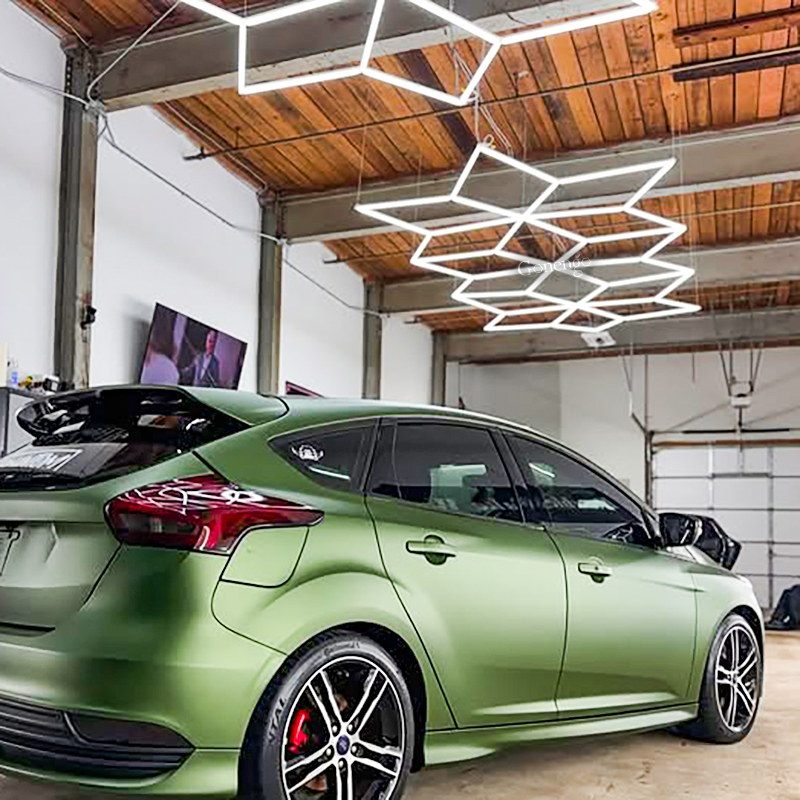 geometric LED lights for garage lighting idea