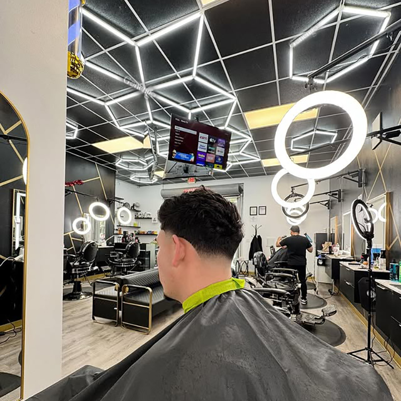 geometric LED lights for master barbershop