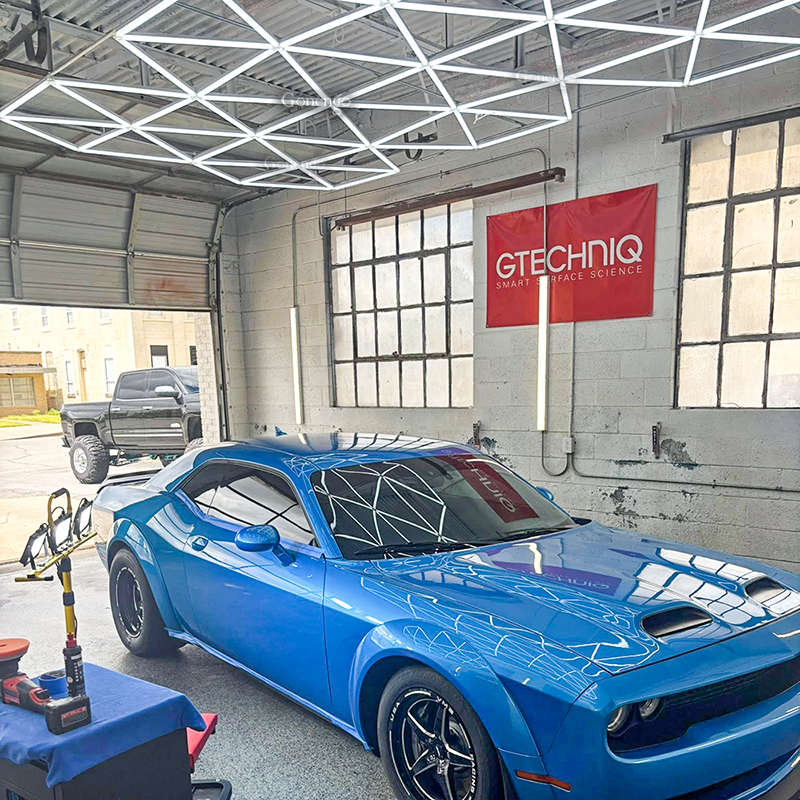 geometric LED lights for garage ceiling