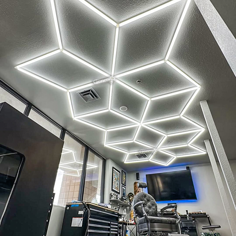 geometric LED lights for lighting barber shop