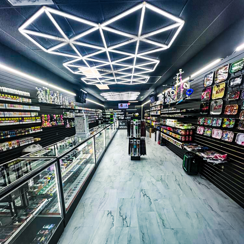 geometric LED lights for smoke shop