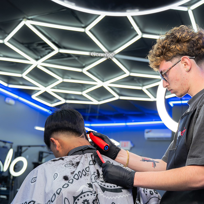 barbershop ceiling geometric LED lights