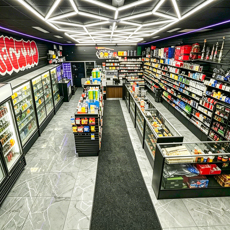 geometric-LED-lights-for-smoke-shop-ceiling